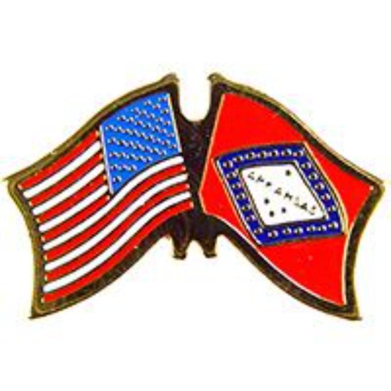 P09104 Cross Flags Pin - USA & Arkansas - 1.125 in.