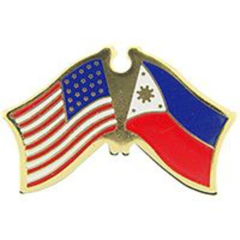 P09787 Cross Flags Pin - USA & Philippines - 1.125 in.