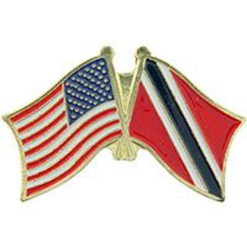 Cross Flags Pin - USA & Trinidad - 1.125 in. - Durable Design
