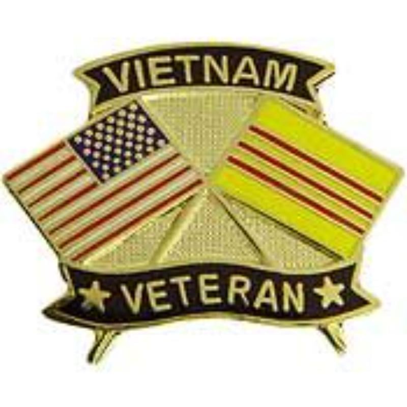 P14751 Pin - Vietnam, Veteran, Flags - 1.125 in.