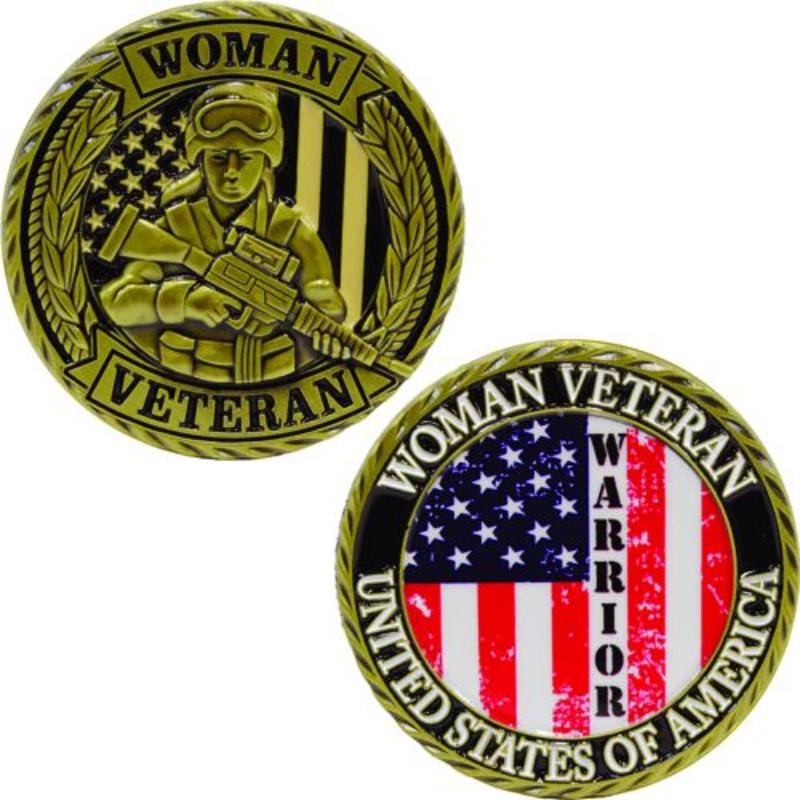 Picture of Eagle Emblems CH0125 Challenge Coin - Woman Veteran - Battle Dress Uniform - 1.75 in.