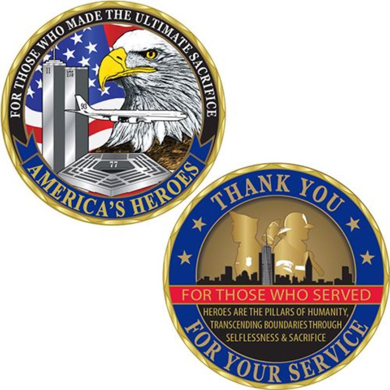 Picture of Eagle Emblems CH0142 Challenge Coin - USA 911 - Lets Roll - 1.75 in.