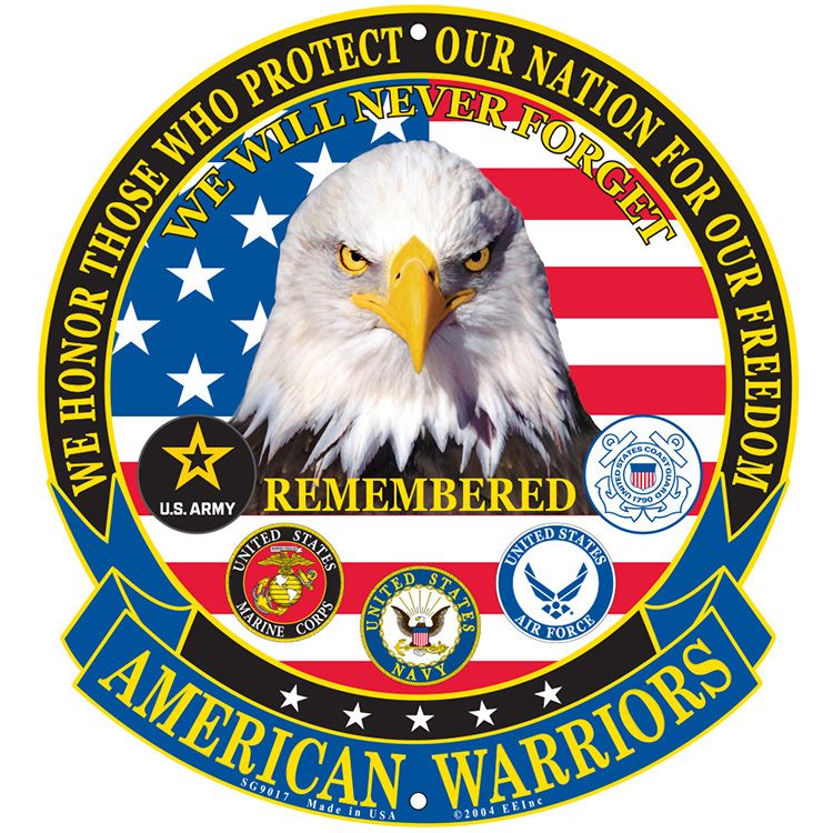 SG9017 Sign - American Warriors - 12 in.