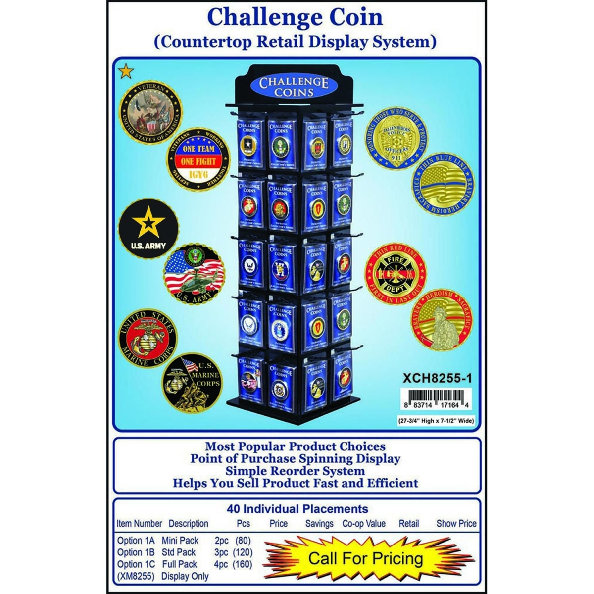 Picture of Eagle Emblems XCH8255-1 Challenge Coins Display - 40 Placements