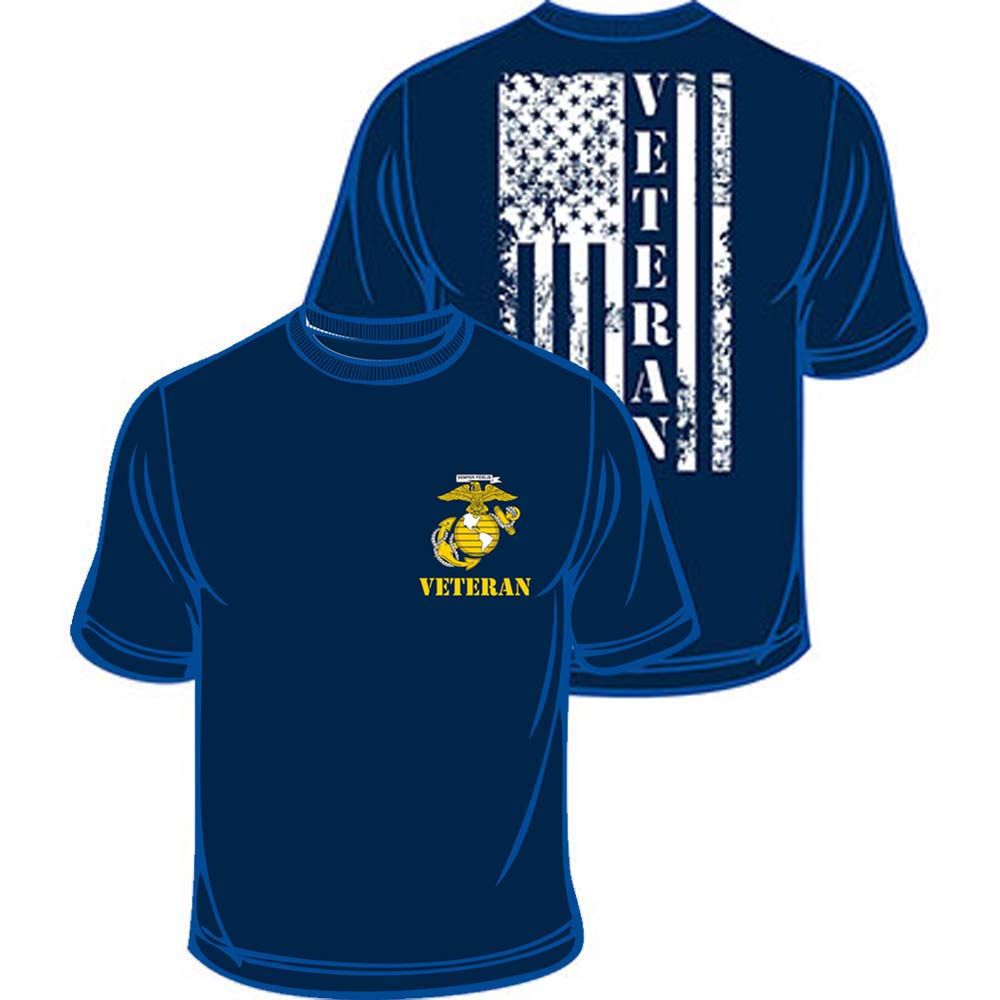CS0201 T-Shirt - US Marines Veteran Flag, Dark Blue