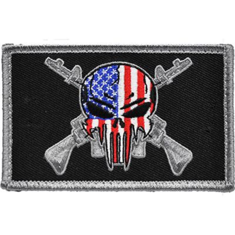 PM0883V Patch - Sniper Skull & Rifles - Cloth Hook & Eye - 3.5 x 2.25 in.