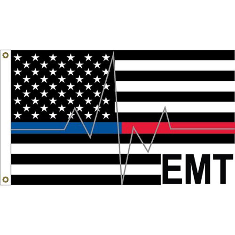 F1393 Flag - EMT Red & Blue Line - 3 x 5 ft.