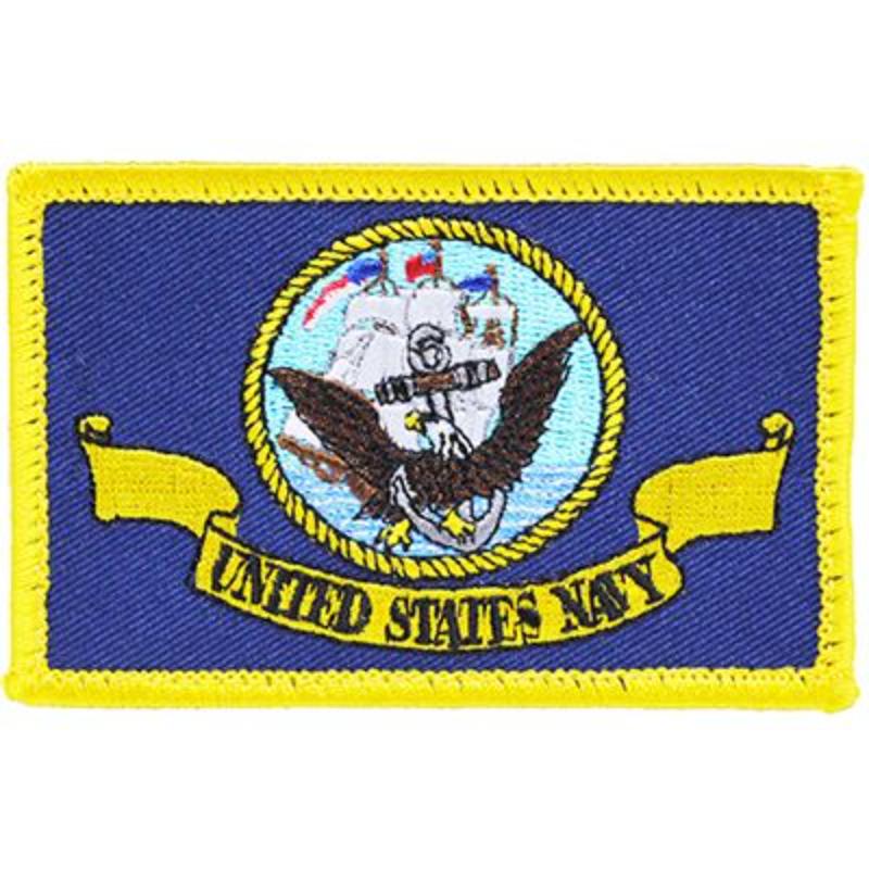 PM3806V Patch - USN, Flag - Cloth Hook & Eye - 3.5 x 2.25 in.