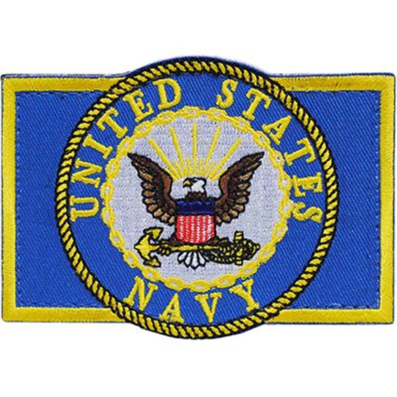PM3803V Patch - USN Logo, Rectangle - Cloth Hook & Eye - 3.5 x 2.5 in.