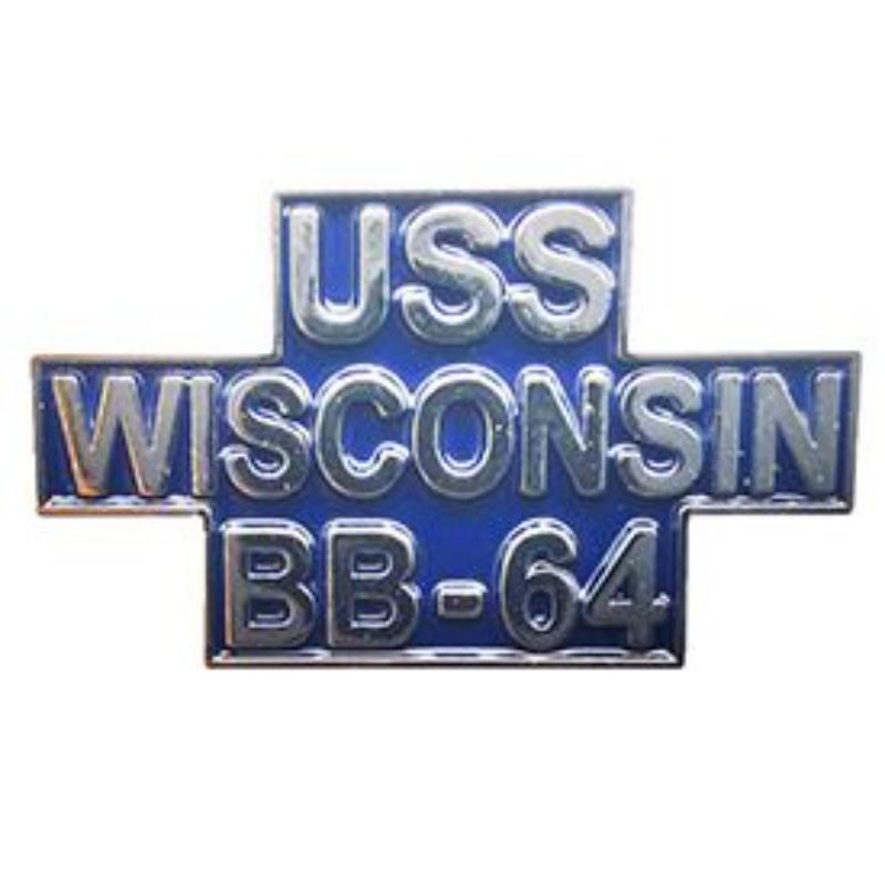 P14977 Pin - USS, Wisconsin - Script - 1.25 in.