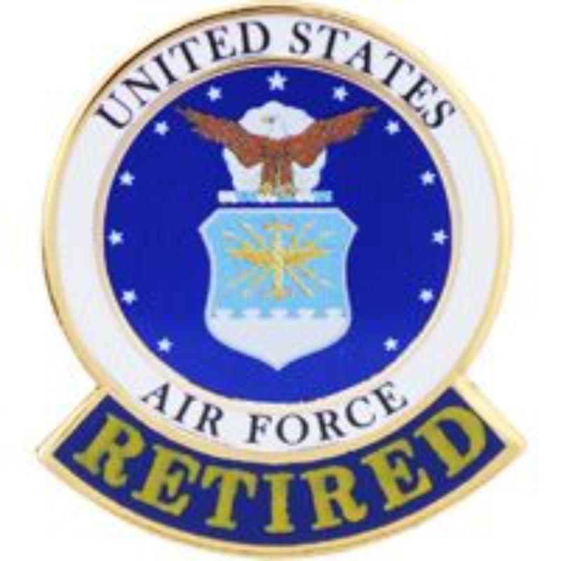 P15039 Pin - USAF Retired, Emblem - 1.125 in.