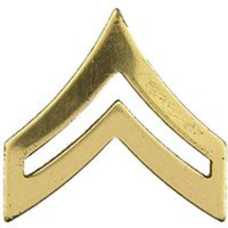 P15251 Rank - Army, E4, Corporal - Gold - 0.81 x 0.75 in.