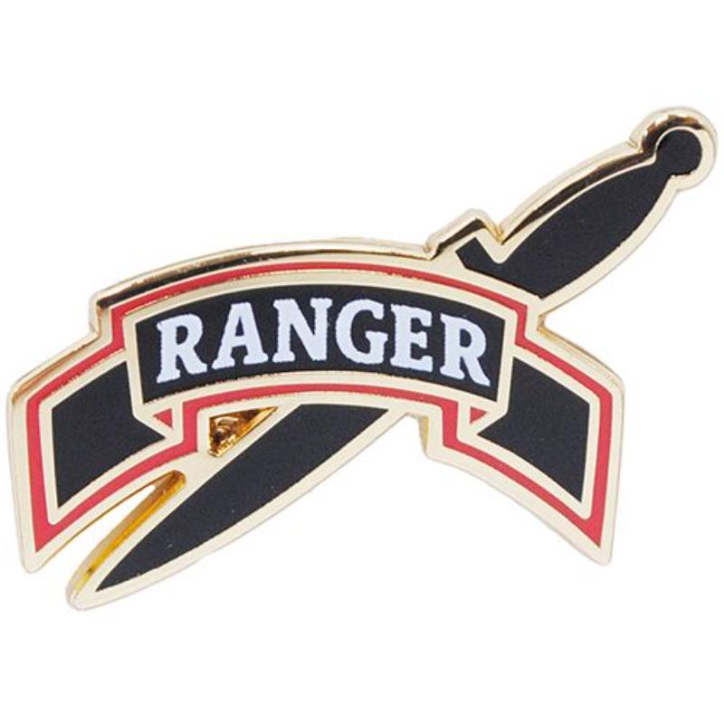 P15857 Pin - Army, Ranger, Tab, Knife - 1 in.