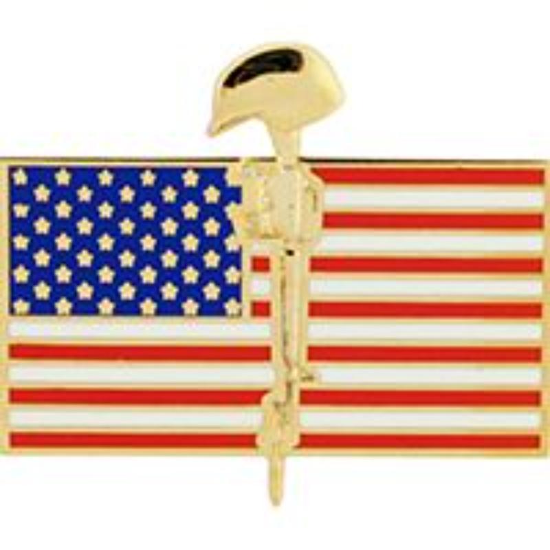 P62267 Pin - Memorial, Flag & Rifle - 1.125 in.