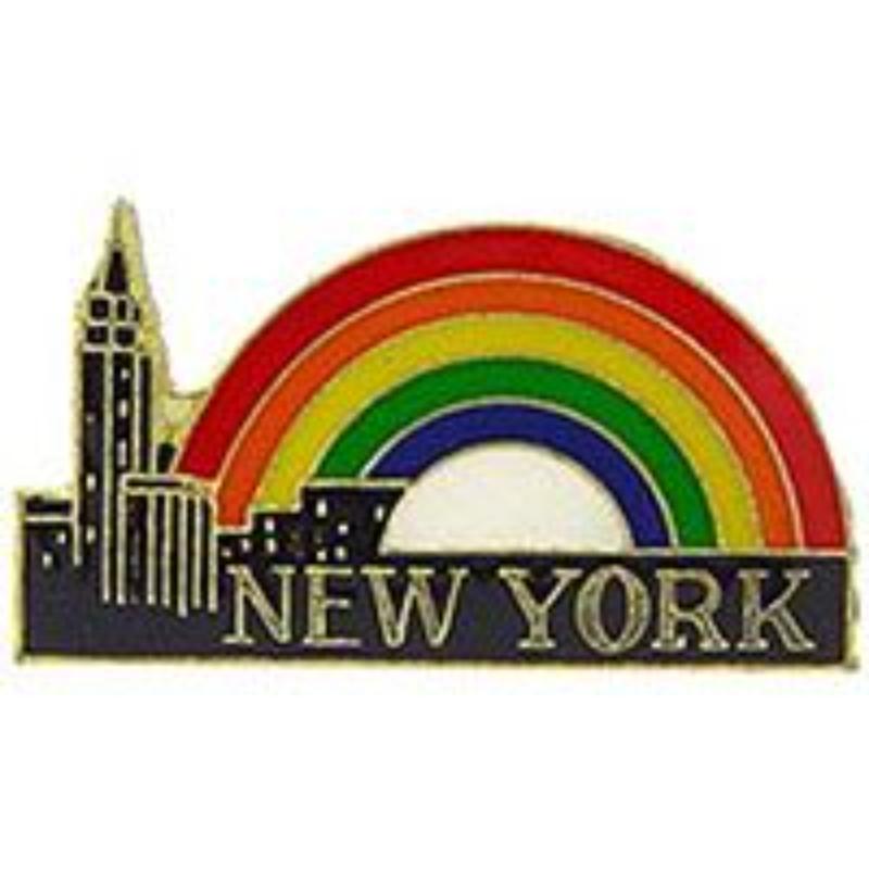 P63872 Pin - NY, City & Rainbow - 1 in.