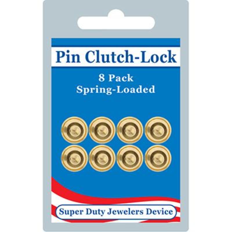 PB014 Pin Back - Jewelers, Brass - Pack of 8