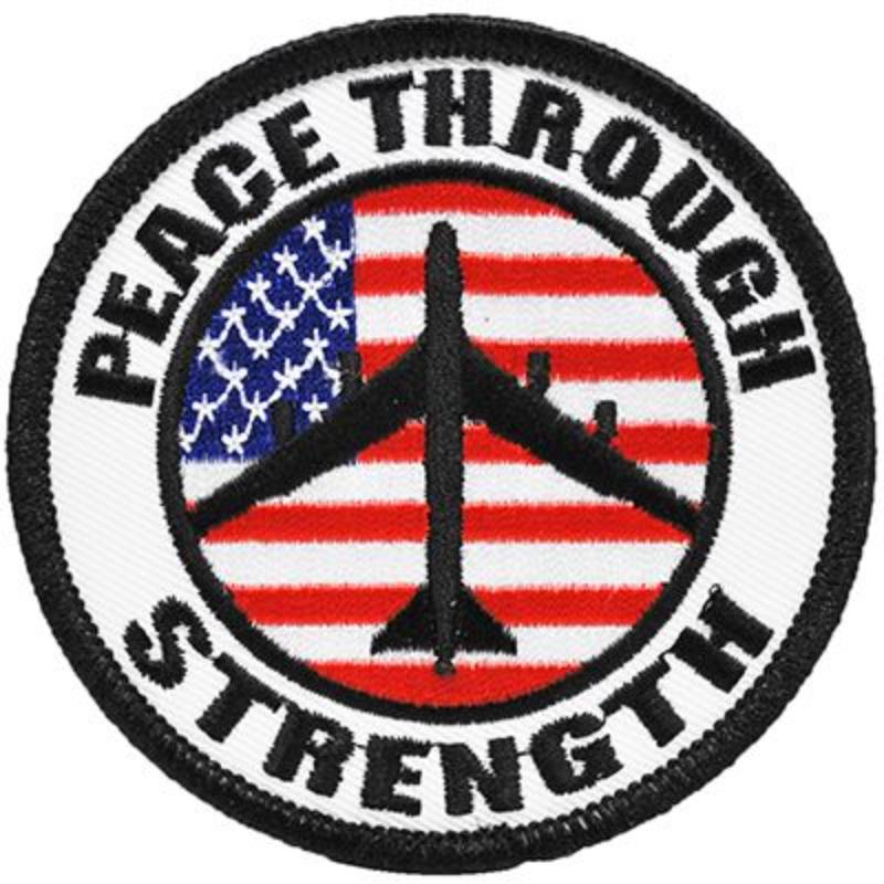 Picture of Eagle Emblems PM0032 Patch - Peace Through Strength - 3.63 in.