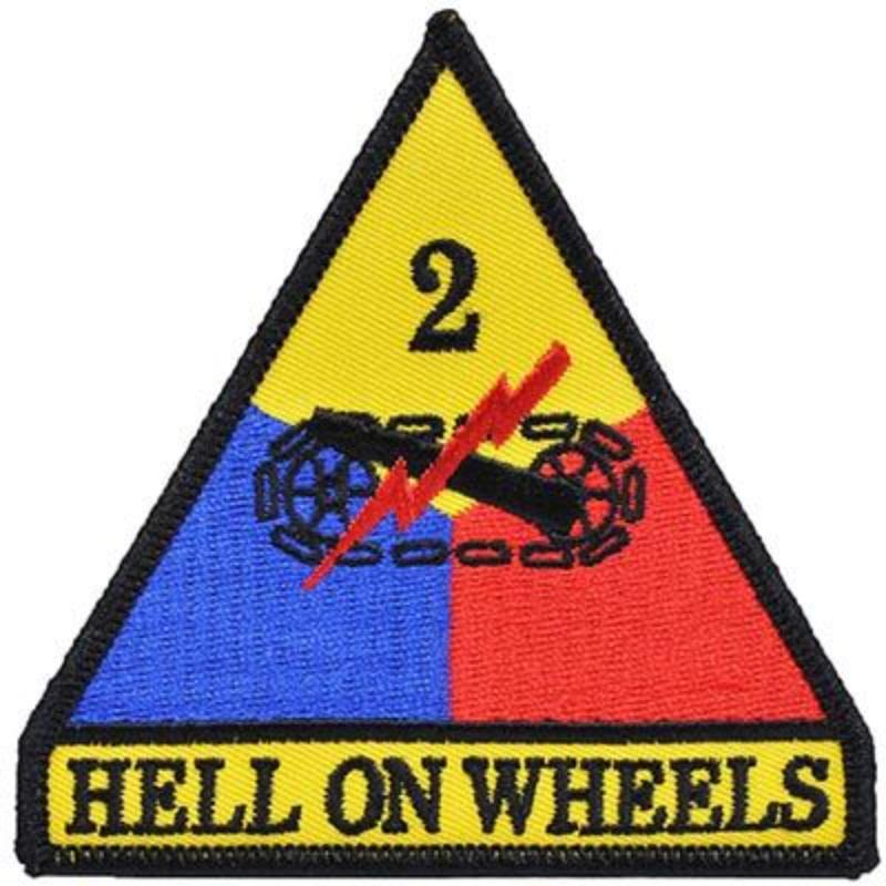 PM0130 Patch - Army, 2nd Armored Division - 3.63 in. Wide