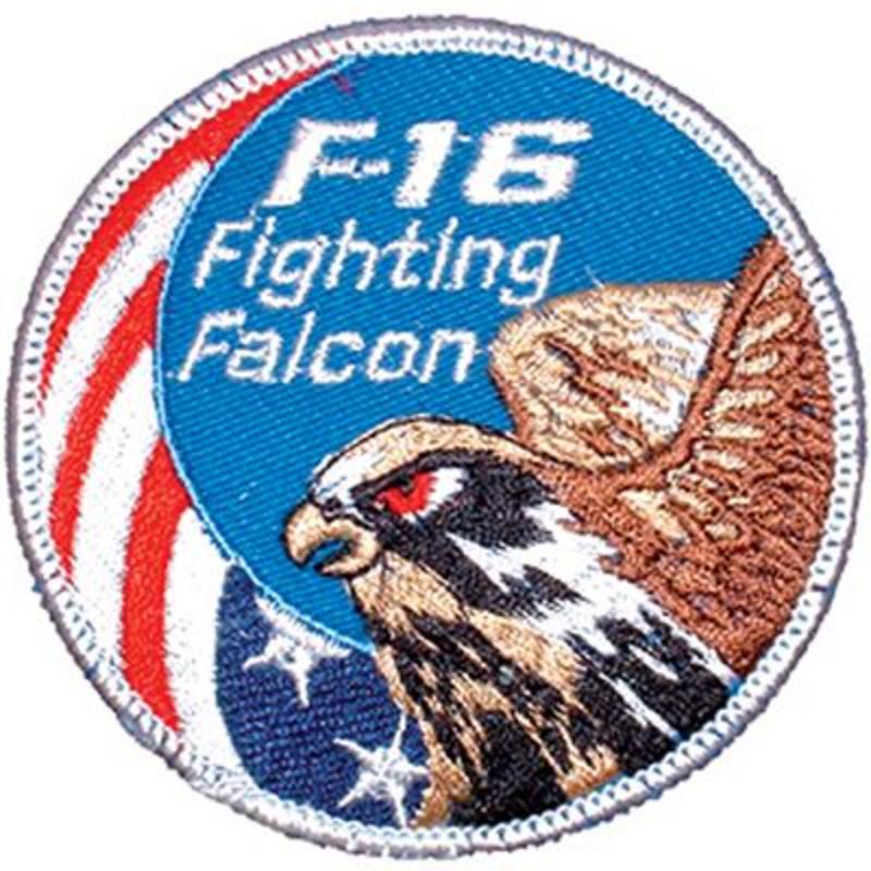 PM0845 Patch - USAF, F-16, Fighter Falcon - 3.63 in.