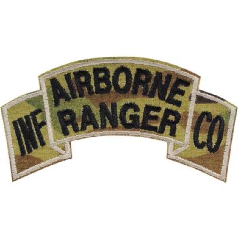 PM0890 Patch - Army, Tab, Ranger Airborne - Camo - 3.75 x 1.25 in.