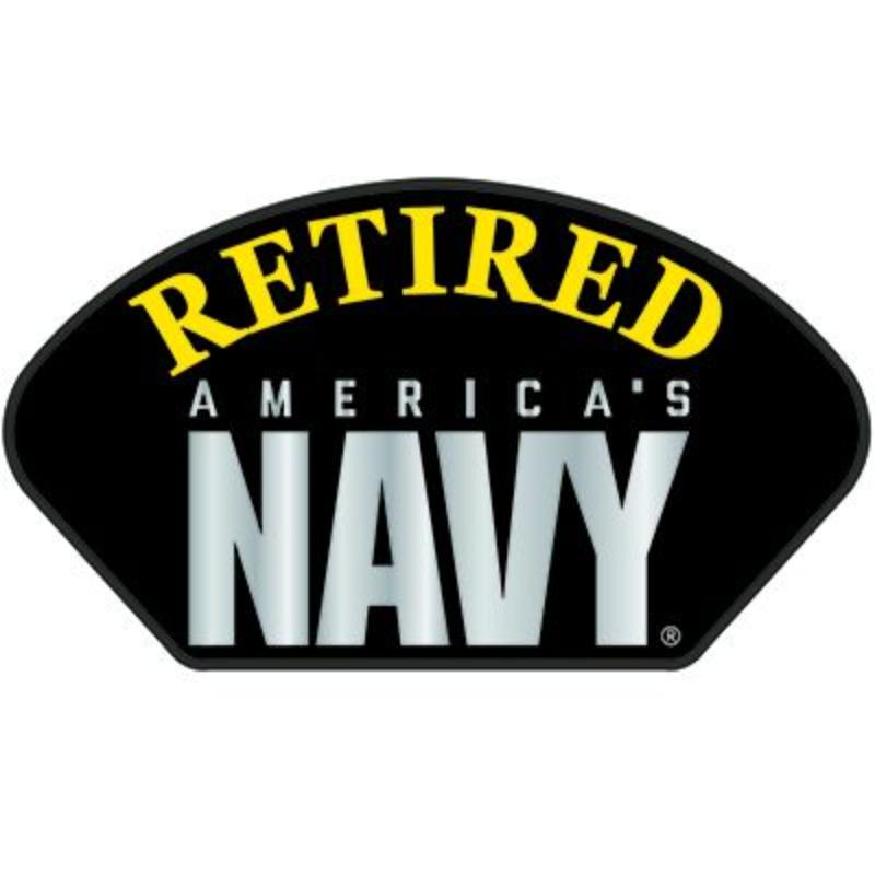 PM1427 Patch - USN, Hat, Americas Navy Retired - 5.25 x 3 in.