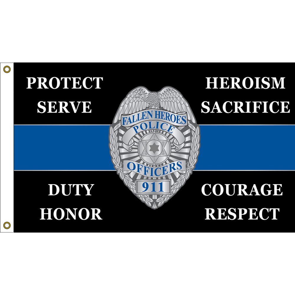 F1481 Flag - Police, Blue Line decal - 3 x 5 ft.