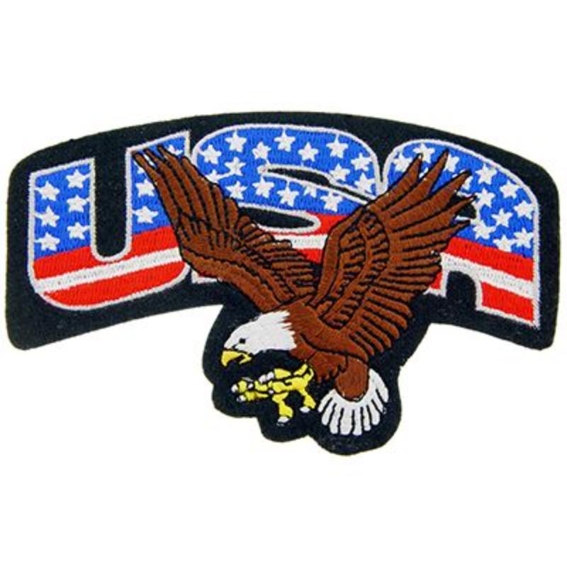 USA Eagle Script Patch - 4.63 in. - Durable Embroidery