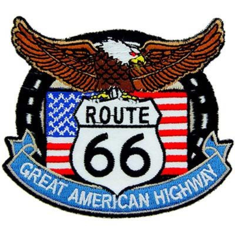 PM3179 Patch - Route 66, Eagle & Flag - 3.25 in.