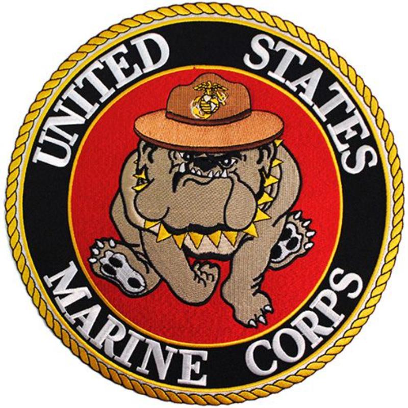 PM9048 Patch - USMC, Bulldog - Black & Yellow - 10 in.