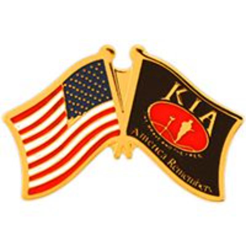P62517 Pin - Kia, Honor Flag & USA - 1.25 in.