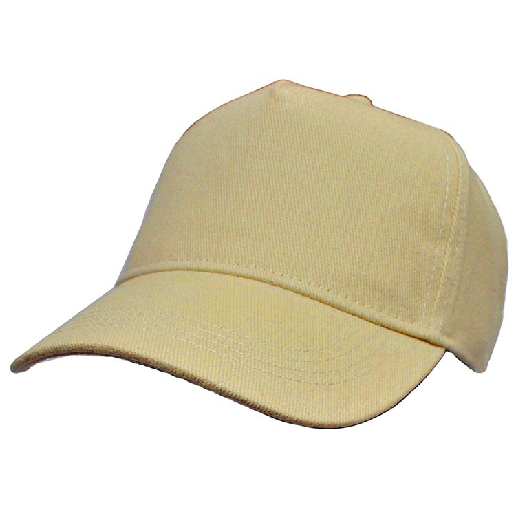 CP00015 Cap - Plain, 5 Panel, Khaki - Brushed Twill - Cloth Hook & Eye Closure - Medium