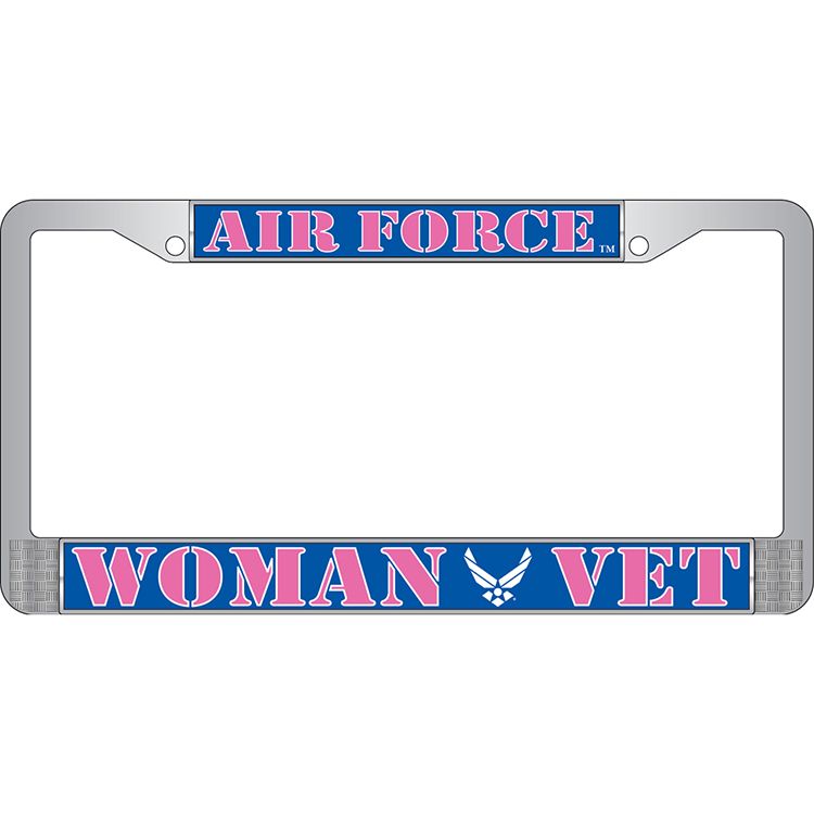 LP3809 Chrome License Plate Frame, USAF, Woman Veteran - 6 x 12 in.