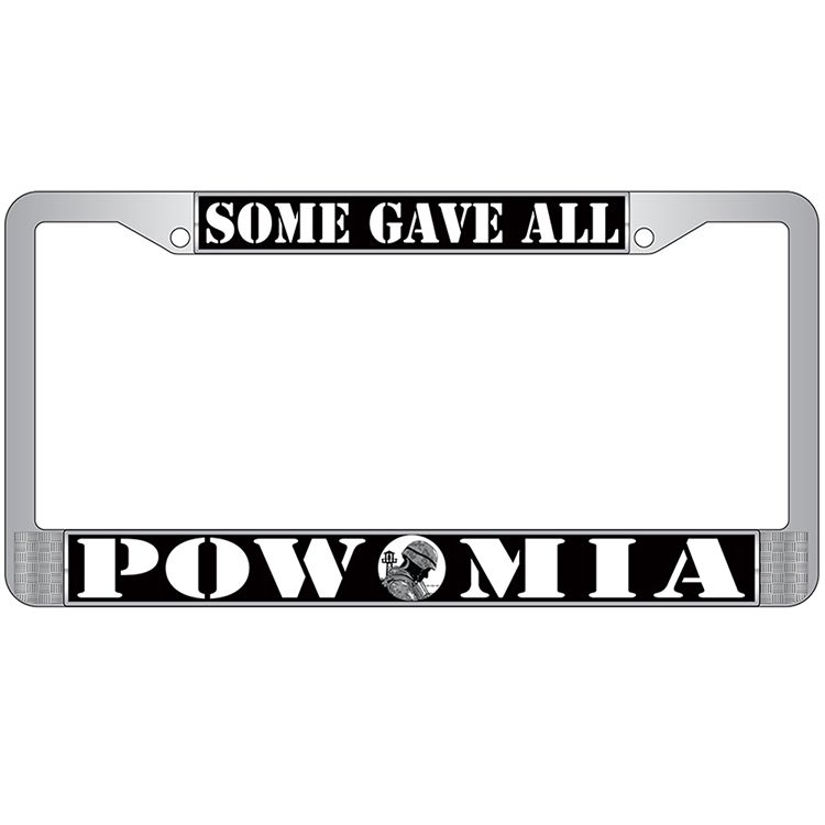 LP3826 Chrome License Plate Frame, Pow Mia - 6 x 12 in.