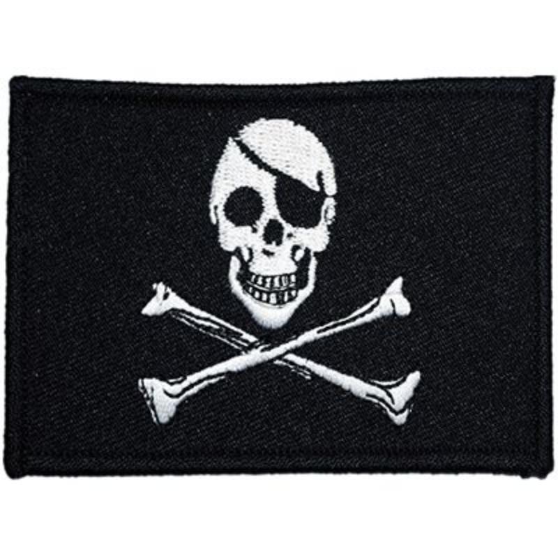 Jolly Pirate Flag Patch - Black & White - 3.5 x 2.5 in. - Durable Material