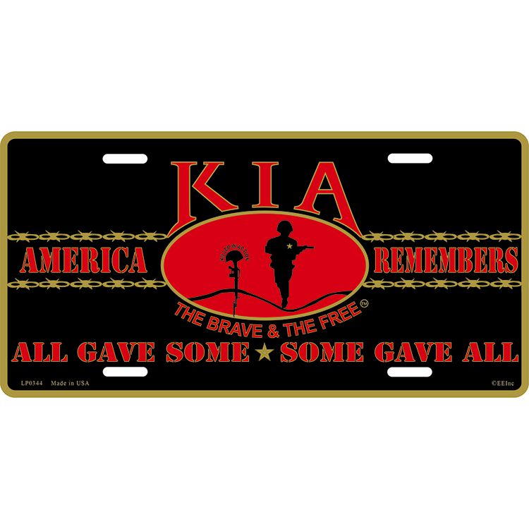LP0344 License Plate Frame - Kia, America Remembers - 6 x 12 in.