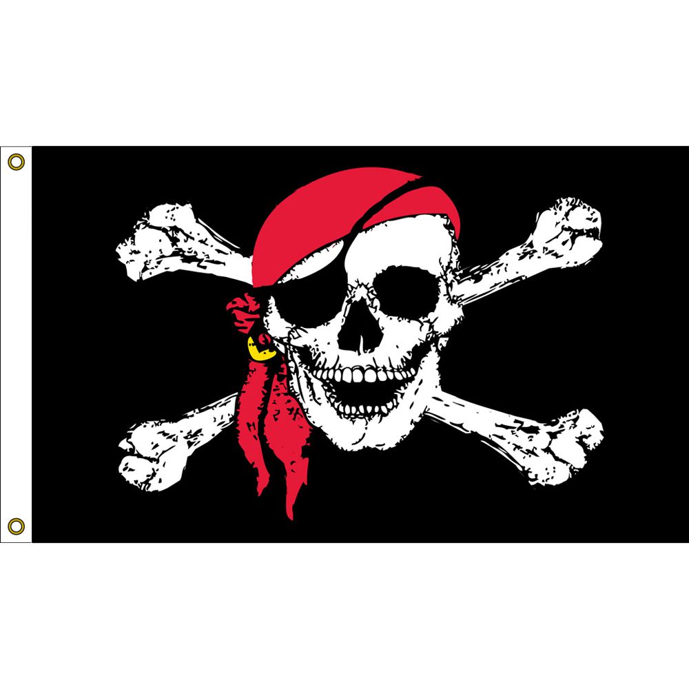 Pirate Flag - Red - 3 x 5 ft. - Durable Material - Military Theme