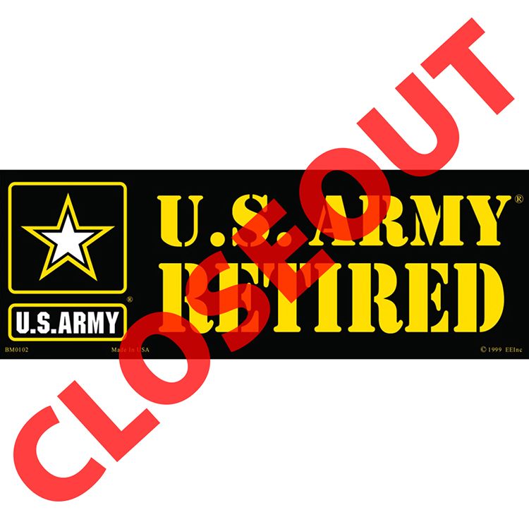 BM0102 Sticker - Army Logo, Retired - 3.5 x 10 in.