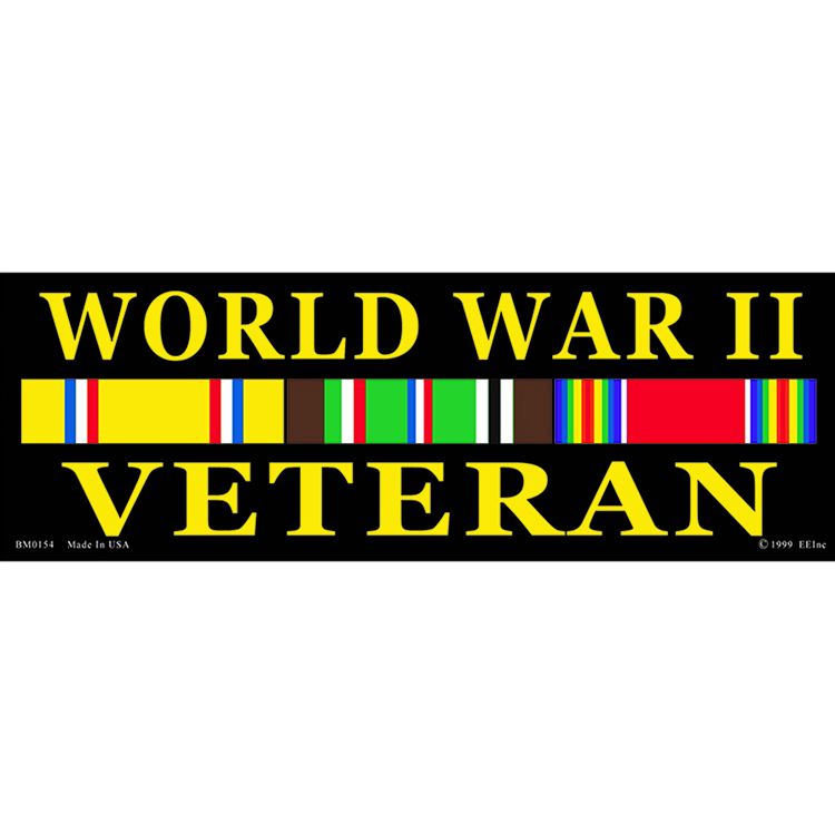 BM0154 Sticker - World War II, Veteran - 3.5 x 10 in.