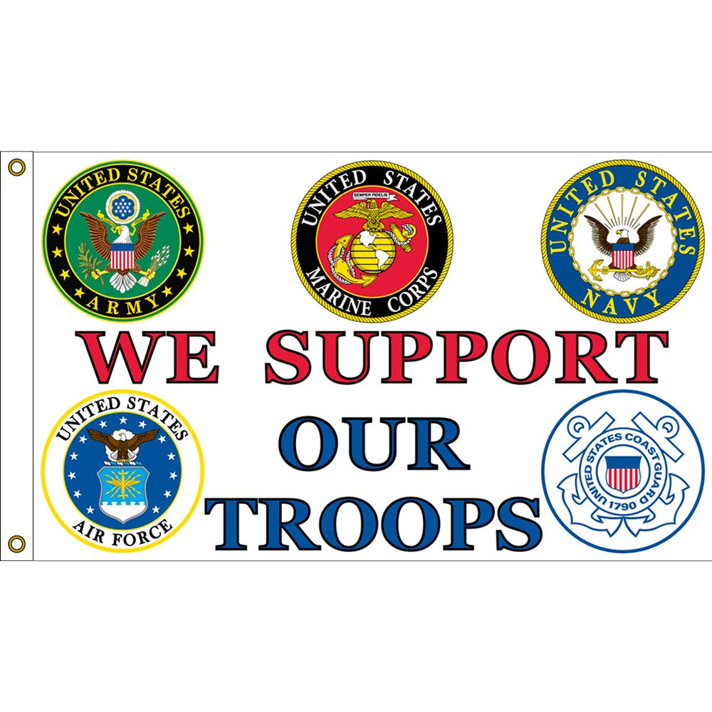 F1883 Flag - Support Our Troops, Nylon-Glow - 3 x 5 ft.