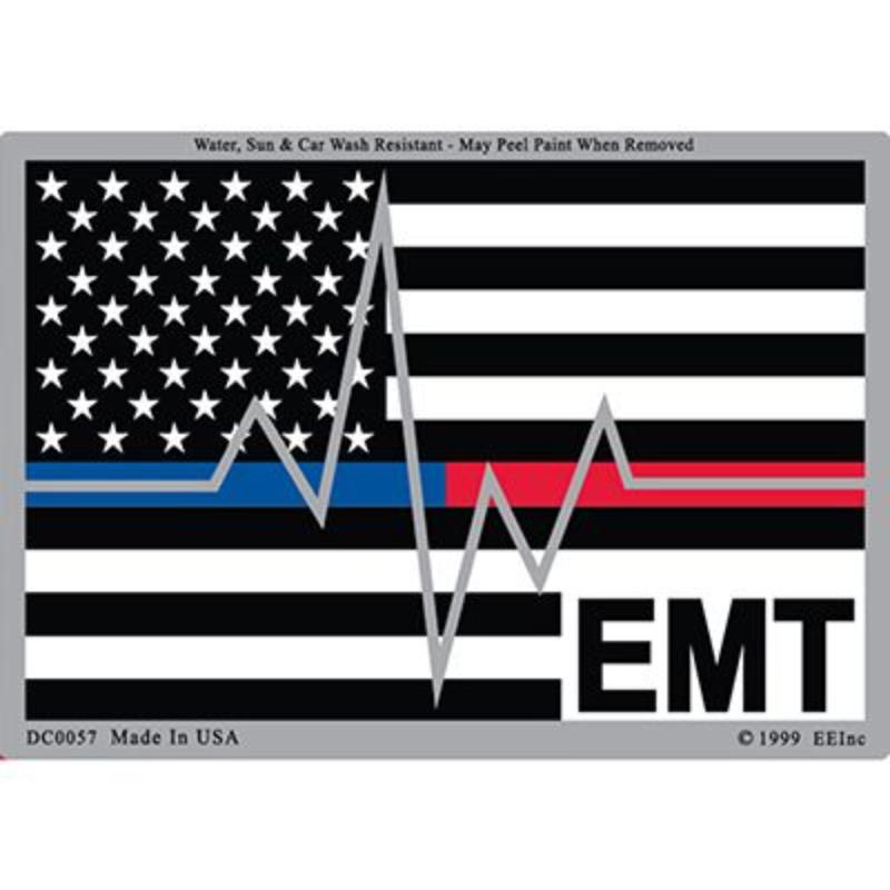 DC0057 Sticker - EMT, Blue & Red Line - Heartbeat - 3 x 4.25 in.