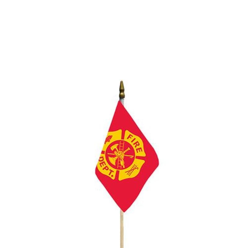 F6430 Flag - Fire Department Logo - Red & Yellow - 4 x 6 in.