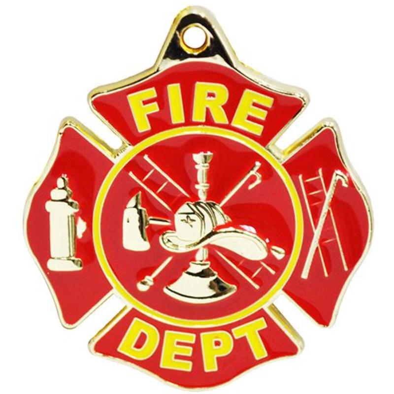 KC2010 Key Ring - Fire Department Logo, Bright-Shine - 1.5 in.