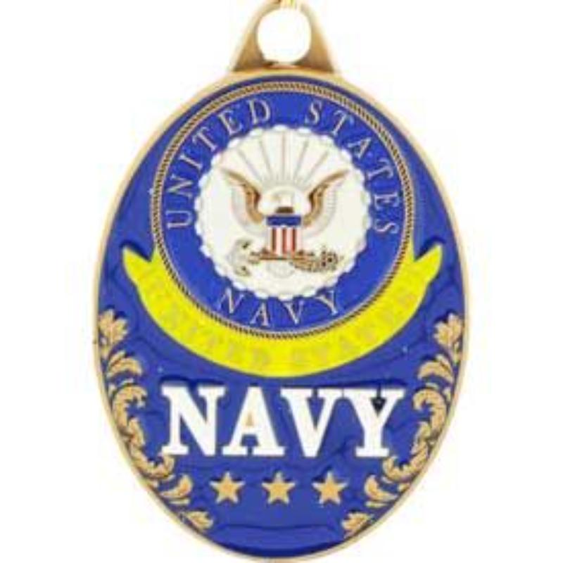 KC2033 Key Ring - USN Logo - Oval, Bright-Shine - 1.75 in.