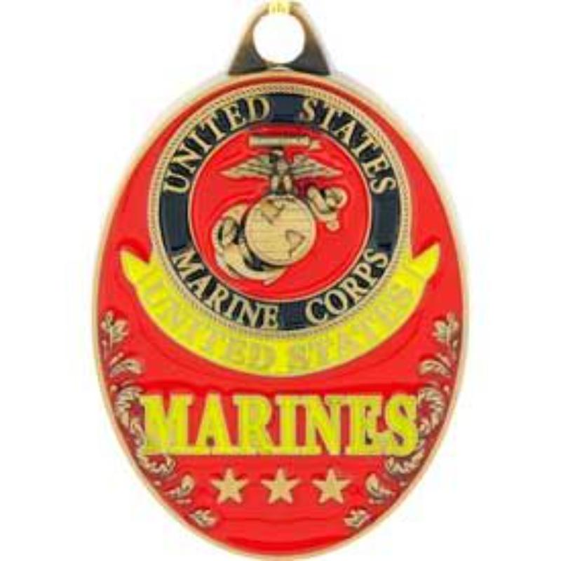 KC2035 Key Ring - USMC Logo - Oval, Bright-Shine - 1.75 in.