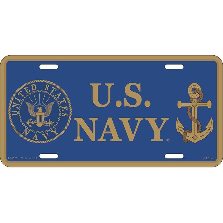 LP0523 License Plate Frame - USN Logo - 6 x 12 in.
