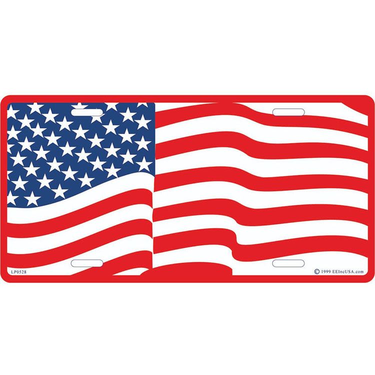 LP0528 License Plate Frame - USA Flag, Wavy - 6 x 12 in.