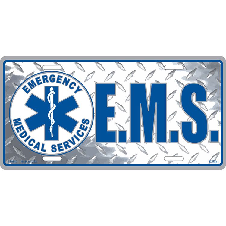 LP0642 License Plate Frame - EMS, Logo - 6 x 12 in.