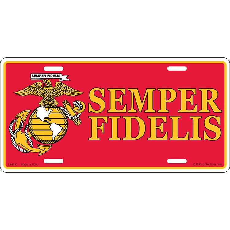 LP0655 License Plate Frame - USMC, Semper FI - 6 x 12 in.