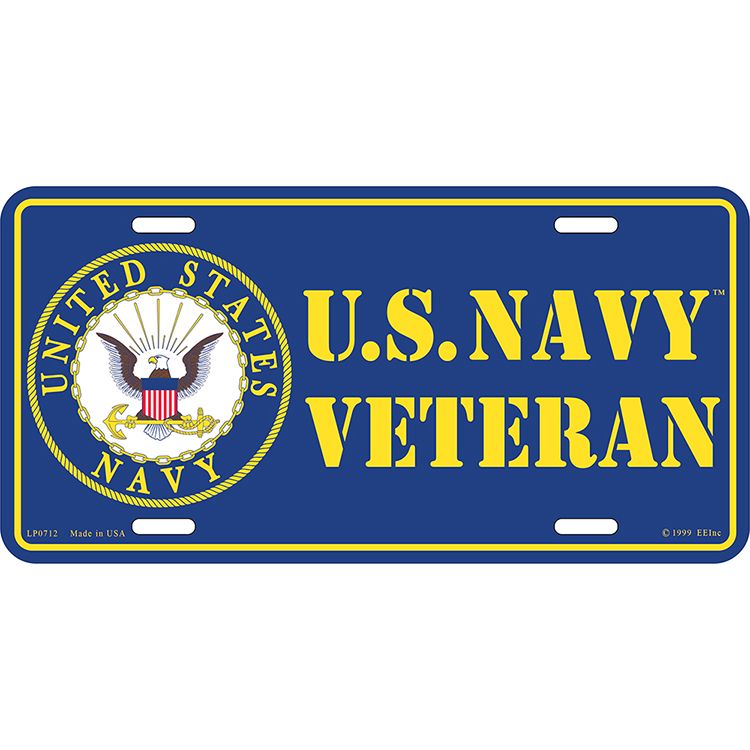 LP0712 License Plate Frame - USN Logo, Veteran - 6 x 12 in.