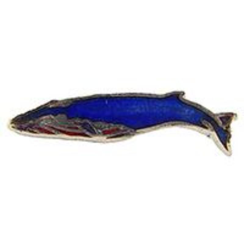 P00231 Pin - Fish, Whale, Blue - 1 in.